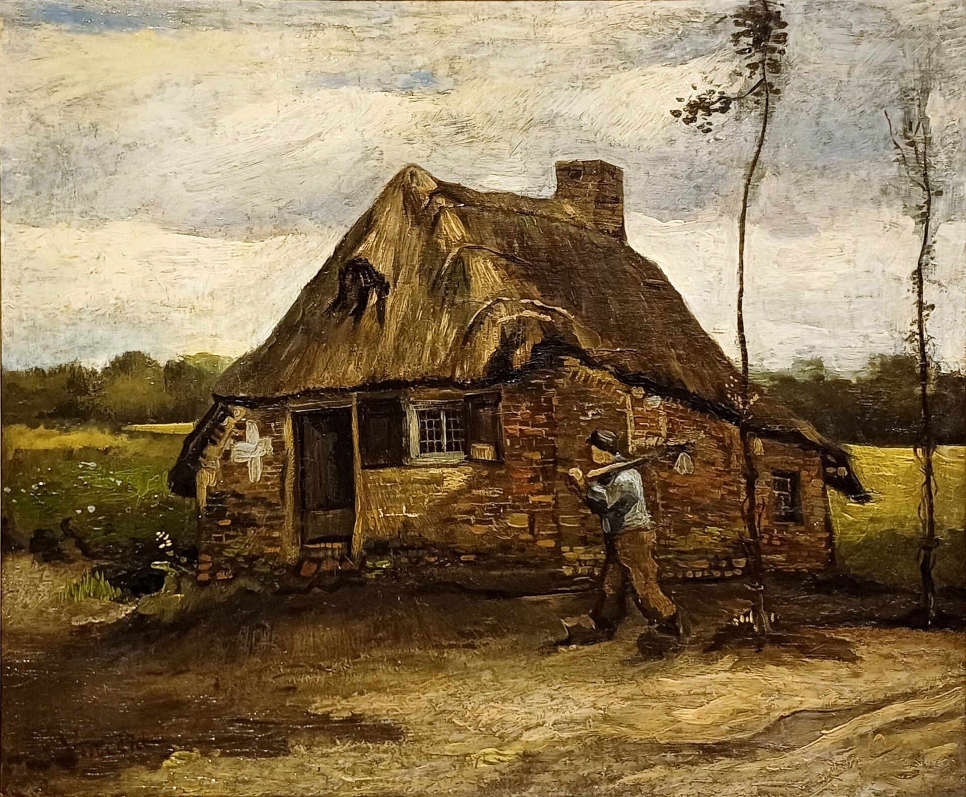 A rural cottage scene painted by Vincent van Gogh around 1885, illustrating a historical context for storytelling and.